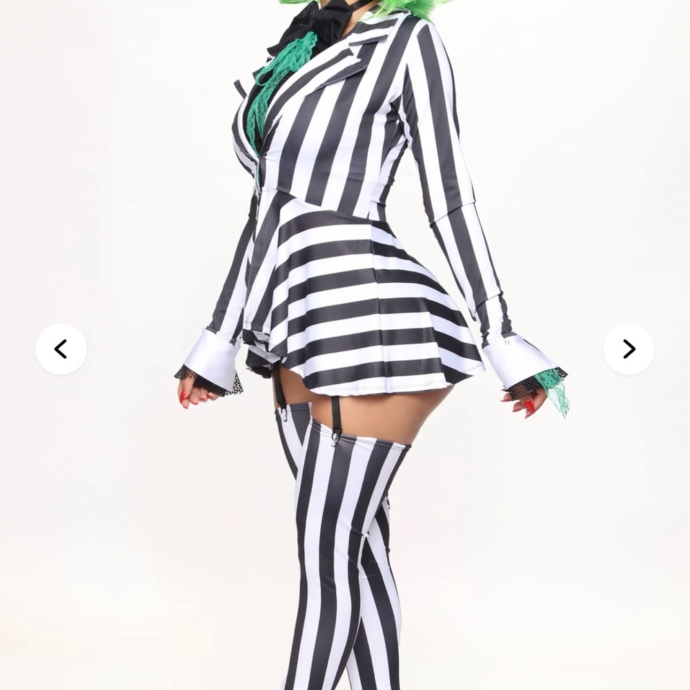 Fashion Nova Black and White Striped Costume Dress